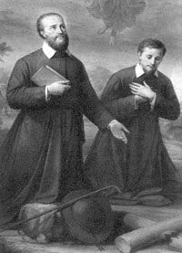 St-François avec son cousin Louis de Sales, invoquant l'ange du Chablais. St-François avec son cousin Louis de Sales, invoquant l'ange du Chablais.