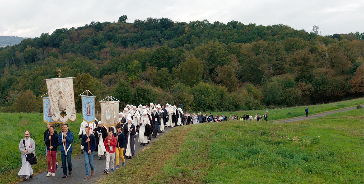 One of our groups of pilgrims following the path of the first procession.